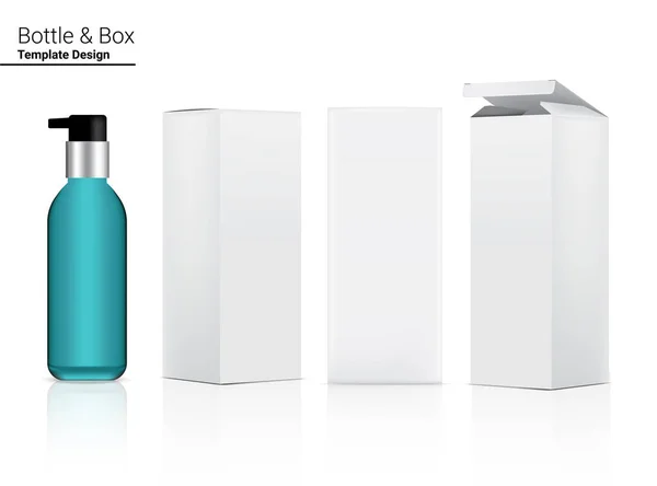 Pomp Glossy Bottle Mock Realistische Cosmetische Dimensional Box Voor Het — Stockvector