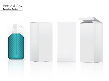 Parlak Şeffaf Pompa Şişesi Gerçekçi Kozmetik ve Beyaz Cilt İçin 3 Boyutlu Kutu ve Beyaz Arkaplan Resimlerinde Yaşlanma Karşıtı Kırışıklık Karşıtı Malı. Sağlık ve Sağlık Hizmetleri.