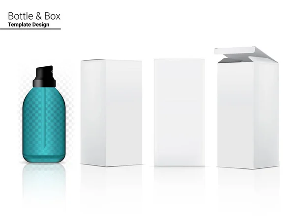 Glanzende Transparante Spray Bottle Mock Realistische Cosmetische Dimensional Box Voor — Stockvector