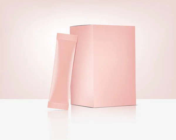 Sac Sachets Matte Stick Rose Gold Avec Maquette Papier Isolée — Image vectorielle