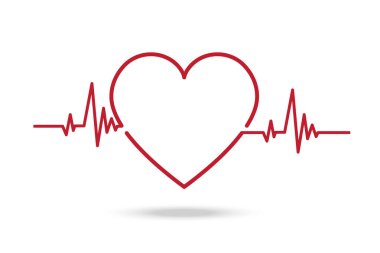 Kardiyogram Red Heart Beat Line. Kan Çizelgesi Beyaz Arkaplanda Acil Durum Vektörünü Göster. Sağlık ve Tıp Konsepti Tasarım Çizimi.
