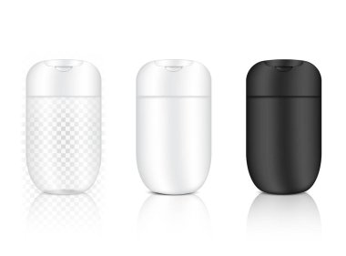 Parlak Tüplü Şeffaf Şişe Dezenfektan Cilt Temizleyici için Gerçekçi Kozmetik ve Beyaz Arkaplan İllüstrasyonunda Yaşlanan Kırışıklık Önleyici Ürünler. Sağlık ve Sağlık Hizmetleri.