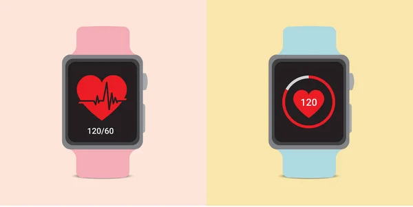 Smartwatch Com Frequência Heart Beat Para Cuidados Saúde Ícone Aplicativo —  Vetores de Stock