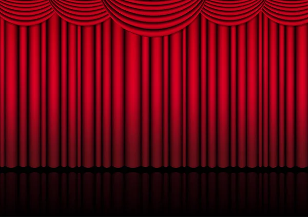 Teatro Realista Escenario Interior Con Una Cortina Roja Para Espectáculo — Vector de stock