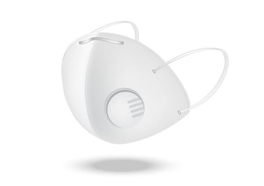 Beyaz arka planda cerrahi yüz maskesi ve virüs koruması var. Güvenli Solunum, Sağlık ve Tıbbi Tasarım.