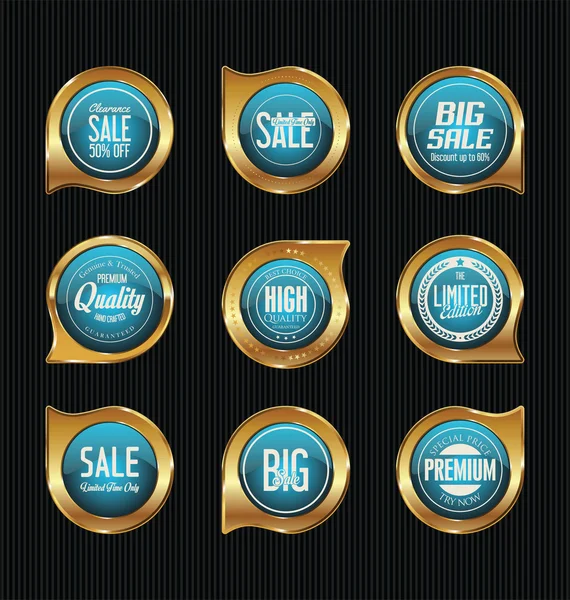 Sale luxury golden labels collection — Stock Vector