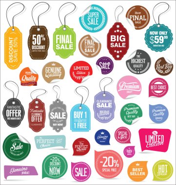 Etiketleri ve Etiketler retro vintage koleksiyonu