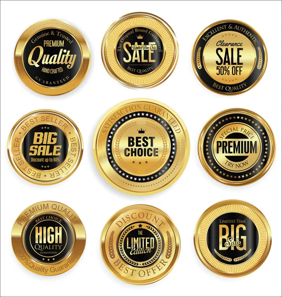 Försäljning lyx gyllene etiketter samling — Stock vektor