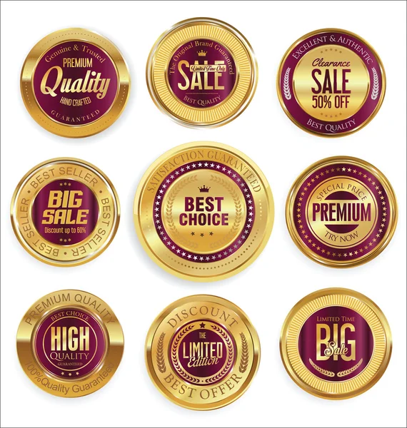 Verkoop luxe gouden labels-collectie — Stockvector