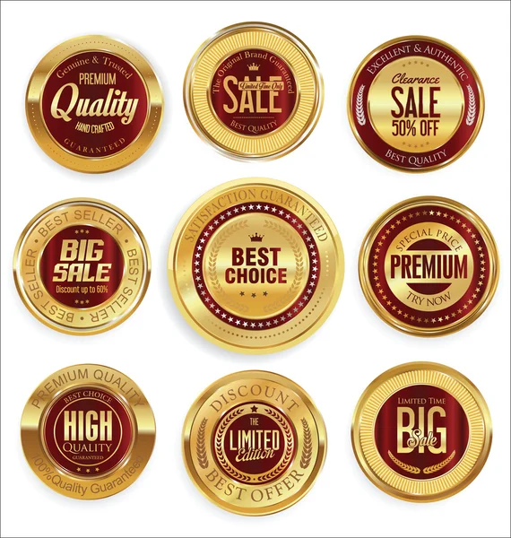 Vendita lusso collezione etichette dorate — Vettoriale Stock