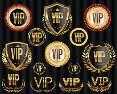 Altın VIP etiketleri ve rozetleri koleksiyonu