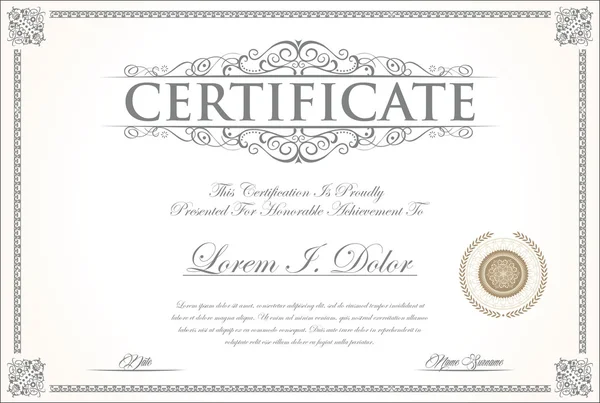 Elegante modello di certificato o diploma — Vettoriale Stock