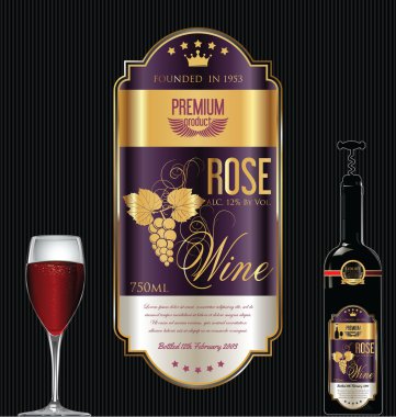 Lüks altın şarap etiket 