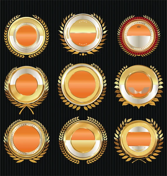 Empty luxury golden labels retro vintage collection — Stock Vector