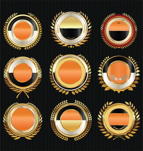 Vacías etiquetas de oro de lujo colección retro vintage — Vector de stock