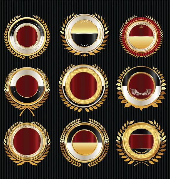 Empty luxury golden labels retro vintage collection — Stock Vector