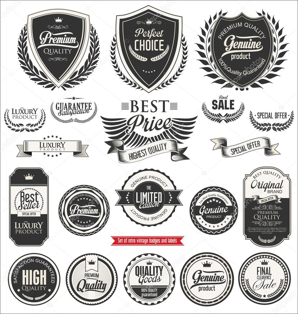 Badges and labels retro vintage collection
