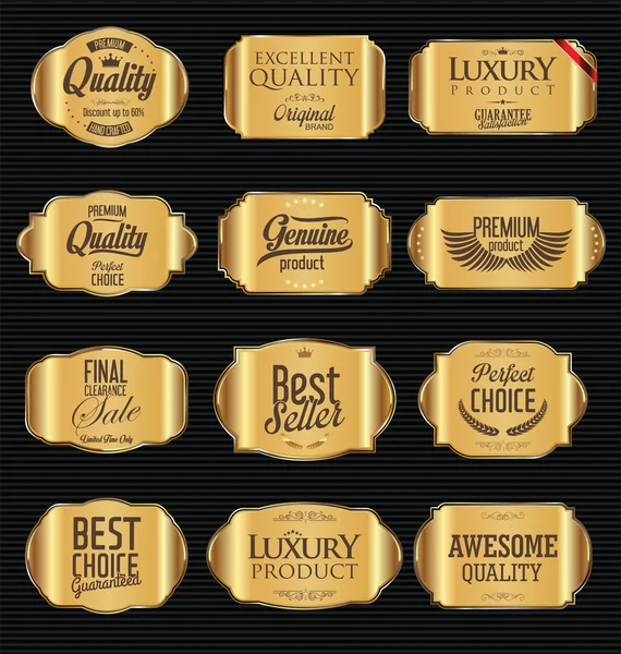 Placas de metal de calidad premium colección de oro — Archivo Imágenes Vectoriales