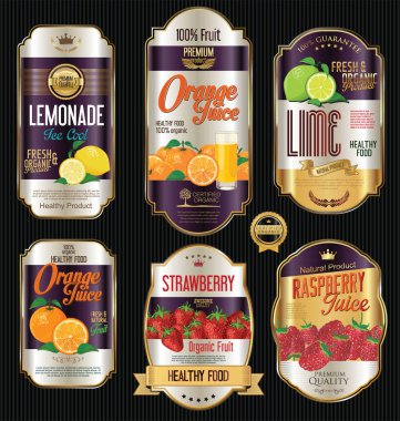 Organik meyve® ürün için Retro vintage altın etiketleri 