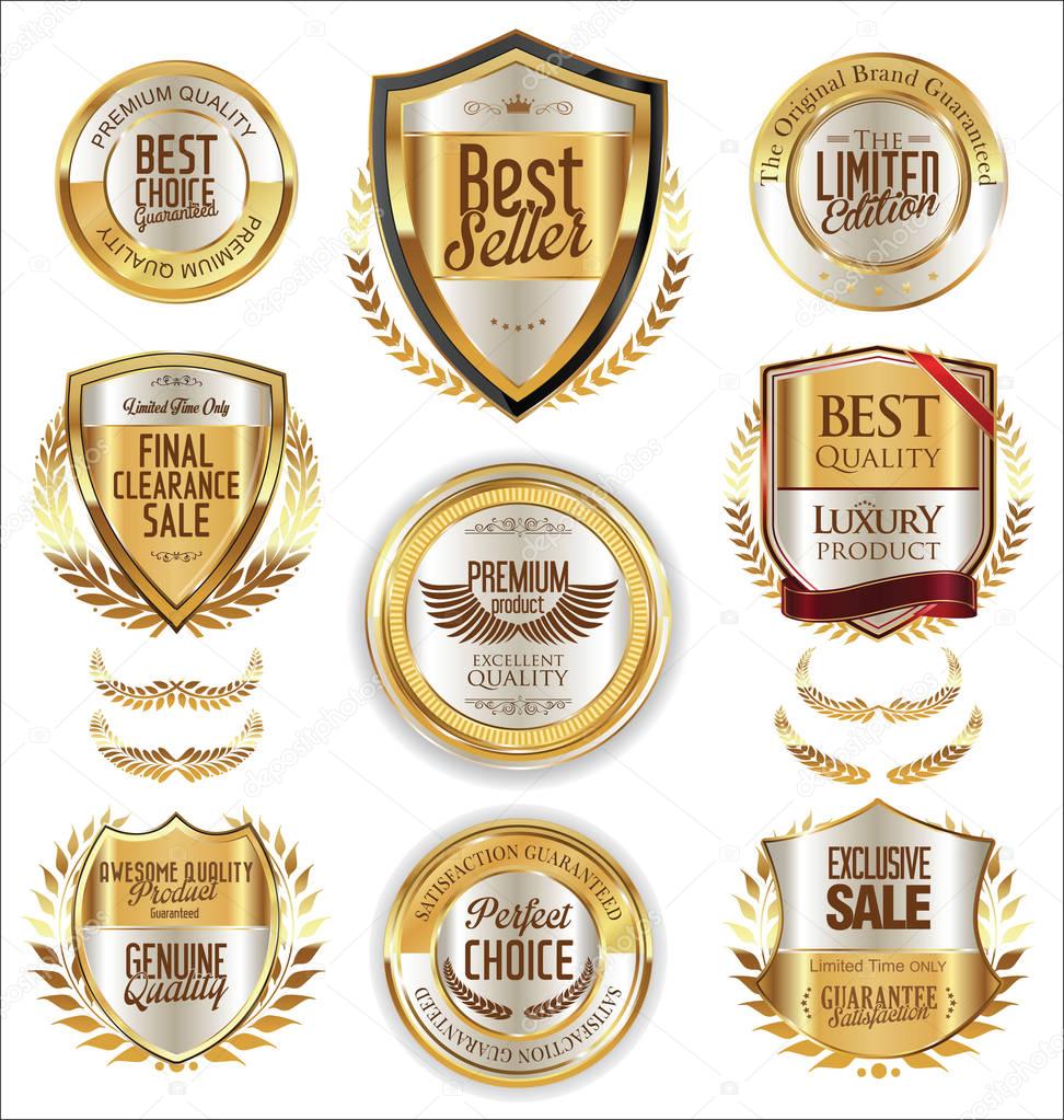 Premium and luxury golden retro badges and labels collection