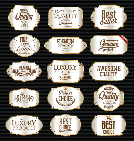 Коллекция рамок и этикеток из серебра и золота
