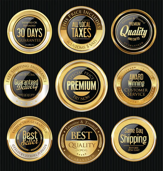 Sprzedaż luksusowych złote etykiety kolekcji — Wektor stockowy