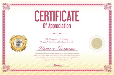 Sertifika şablonu retro tasarım arka plan