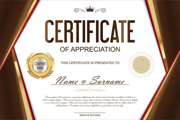 Luxe certificaat of diploma sjabloon — Stockvector