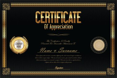 Sertifika şablonu retro tasarımı