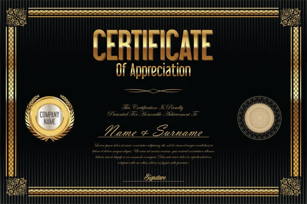 Sertifika şablonu retro tasarımı