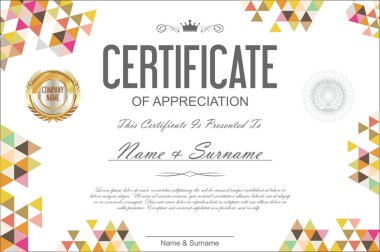 Sertifika şablonu soyut geometrik tasarım arka plan