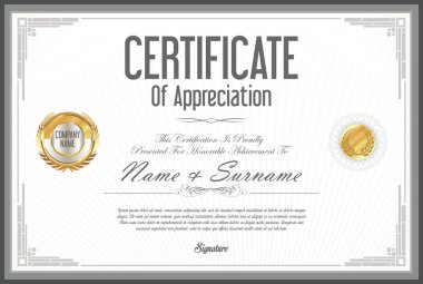 Sertifika retro tasarım şablonu