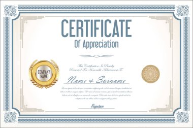Sertifika retro tasarım şablonu 