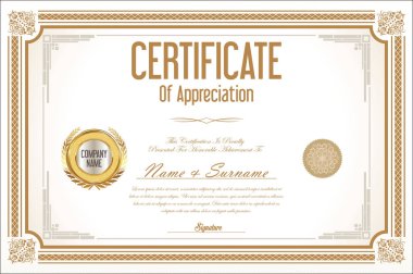 Sertifika retro tasarım şablonu 