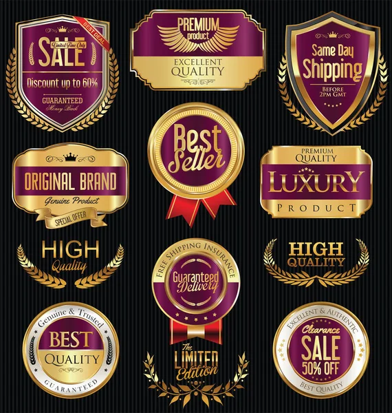 Luxe gouden labels-collectie — Stockvector