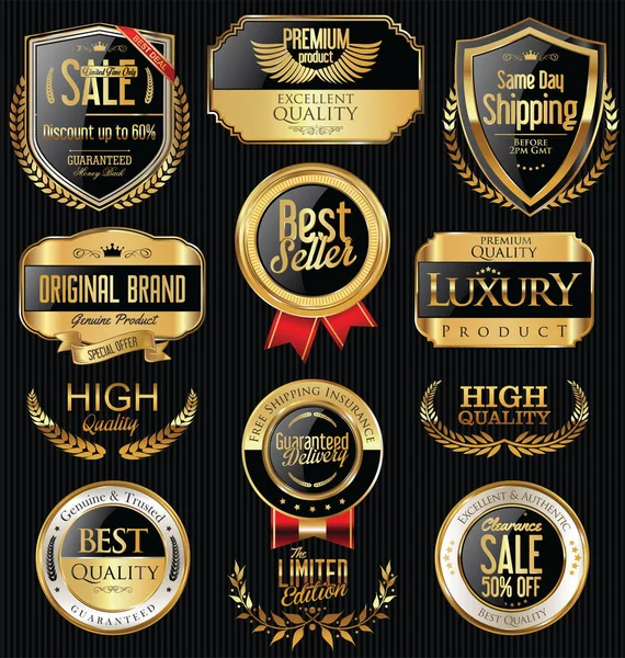 Luxury golden labels collection — Stock Vector