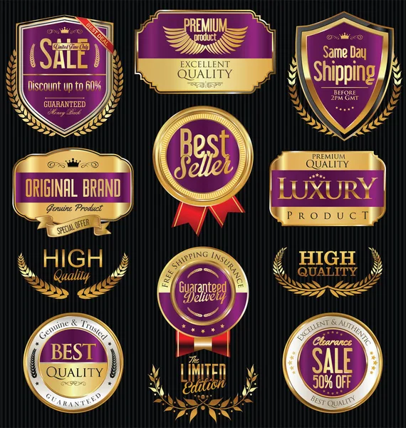 Luxe gouden labels-collectie — Stockvector