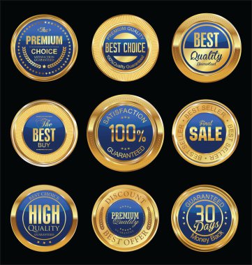 Lüks altın retro rozetleri koleksiyonu