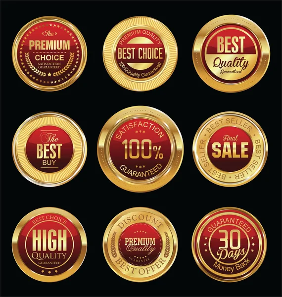 Luxe gouden retro badges collectie — Stockvector