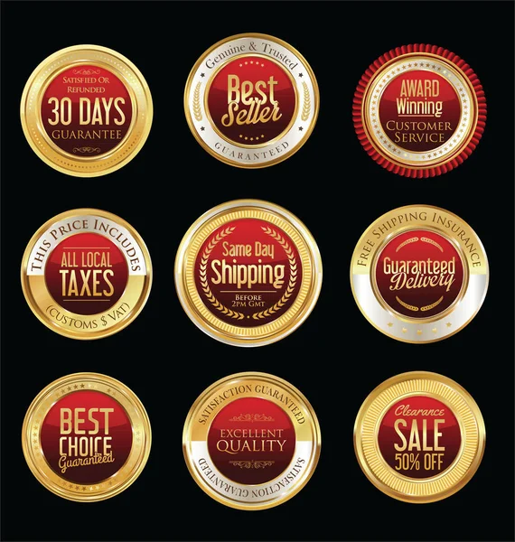 Luxe gouden retro badges collectie — Stockvector