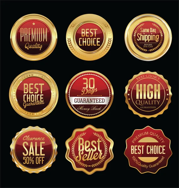 Luxury golden retro badges collection — Stock Vector