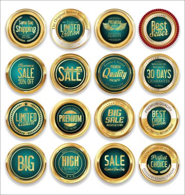 Lüks retro rozet ve etiketleri koleksiyonu