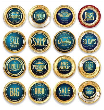 Lüks retro rozet ve etiketleri koleksiyonu