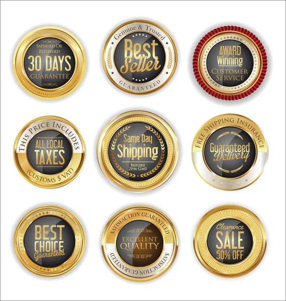 Coleção de etiquetas retro douradas de luxo — Vetor de Stock