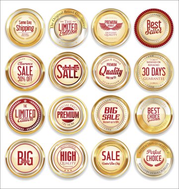 Satılık retro vintage altın rozet ve etiketleri 