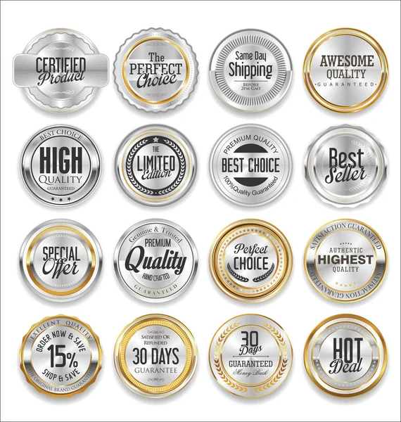 Verkoop luxe zilveren labels-collectie — Stockvector