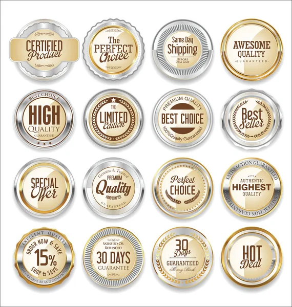 Vendita collezione di etichette di lusso argento — Vettoriale Stock