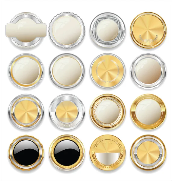 Empty gold and silver labels collection — Stock Vector