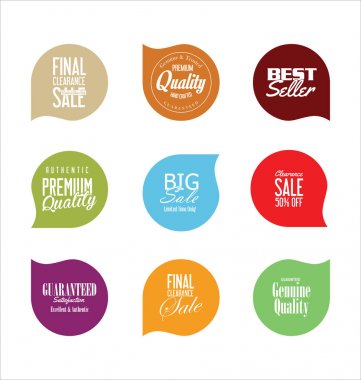 Satılık çıkartmaları ve Etiketler koleksiyonu