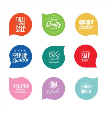 Satılık çıkartmaları ve Etiketler koleksiyonu